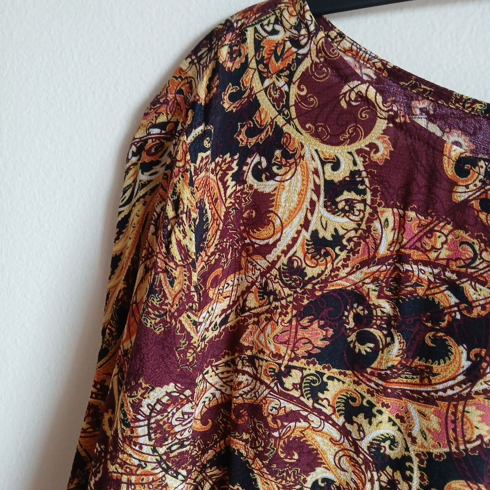 J Jill Paisley Tunic Blouse Top Lightweight Long Sleeve Travel Office - Picture 8 of 14